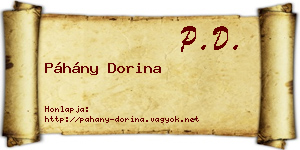 Páhány Dorina névjegykártya